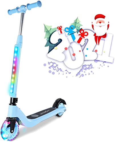 Patinete electrico niños, TOEU Patinete electrico niño, Altura Ajustable, Luz LED Intermitente ,Patinete electrico niños 3 a 10 años , hasta 8 km/h, Gama 7.5km