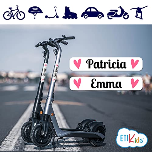 Pegatinas Reflectantes para Bicicleta con Nombre. 51 Etiquetas de Vinilo Reflectante Adhesivo Personalizadas con Dibujos Infantiles para Bicicleta, patinetes, Cascos y Accesorios de niños