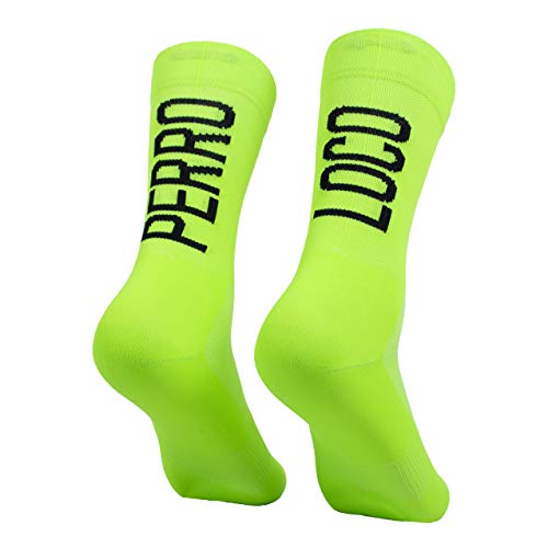 PERRO LOCO CLOTHES Calcetines Ciclismo Ultra Finos Compresivos Verano Transpirables Antibacterianos Compresión. Diseñados en Murcia. Fabricados en España. Ultralight. (Verde, 40-42)