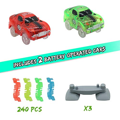 Pista Coches de Circuito Juguetes - Coches Cars Carrera Juguete 240 Piezas Pista Coches Flexible 2 Coche Electrico Niño Niñas Regalo para Juguetes Niños 3 4 5 6 Años