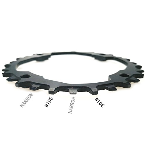 Plato para bicicletas de 30 dientes anchos y estrechos con cuatro pernos para bicicletas de carretera, bicicletas de montaña o bicicletas de piñón fijo en negro de FOMTOR