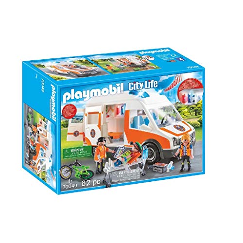 PLAYMOBIL City Life Ambulancia con Luces, A partir de 4 años (70049)