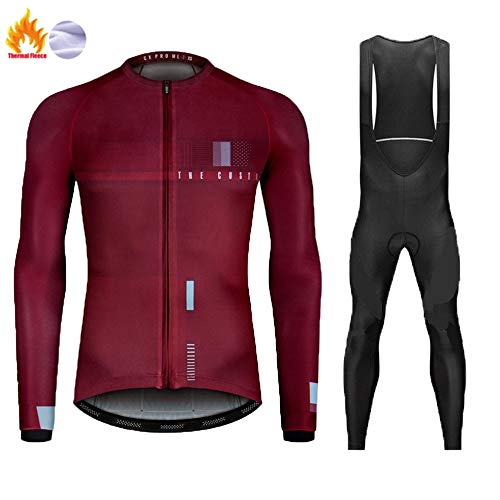 Polar Térmico de Invierno Maillot de Ciclismo, Ropa de Bicicleta MTB para Hombre con Pantalones con Pechera de Gel 9D Cálidos (Color : B, Talla : M)