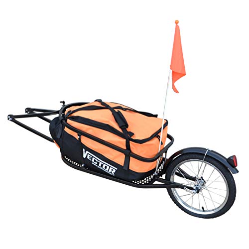 Polironeshop Vector Remolque para Bici Bicicleta de trasporte por cicloturismo Carro Carrito (Naranja)