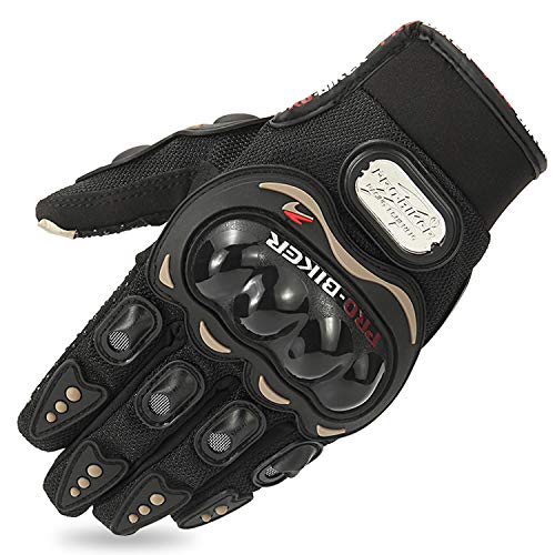 Pro-Biker - Guantes de piel con pantalla táctil para bicicleta, motocicleta, motocicleta, deportes de competición (negro, XXXL)