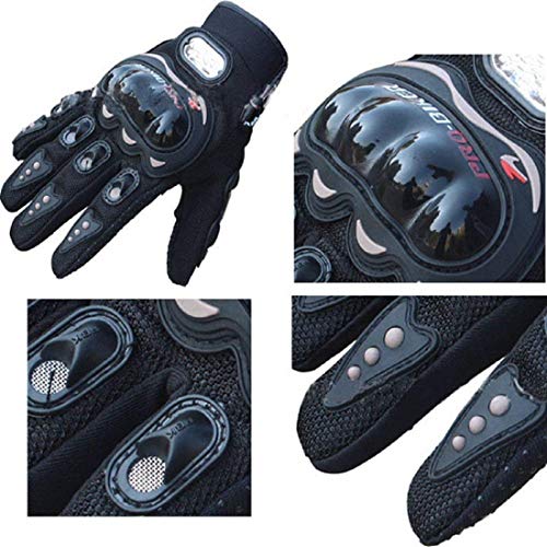 Pro-Biker - Guantes de piel con pantalla táctil para bicicleta, motocicleta, motocicleta, deportes de competición (negro, XXXL)