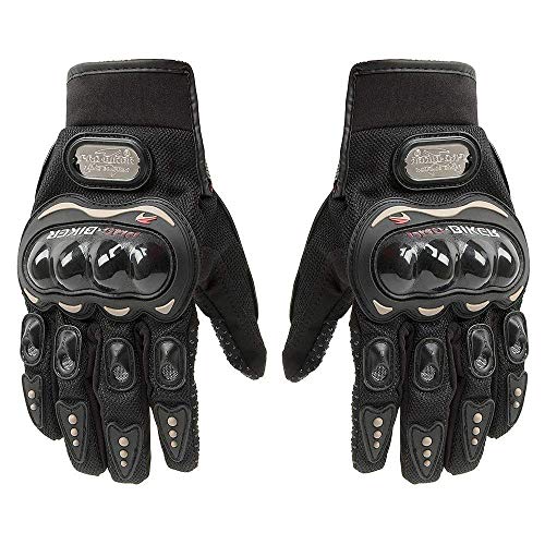 Pro-Biker - Guantes de piel con pantalla táctil para bicicleta, motocicleta, motocicleta, deportes de competición (negro, XXXL)