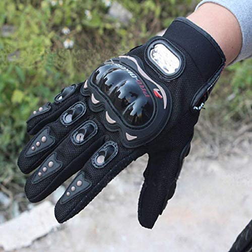 Pro-Biker - Guantes de piel con pantalla táctil para bicicleta, motocicleta, motocicleta, deportes de competición (negro, XXXL)