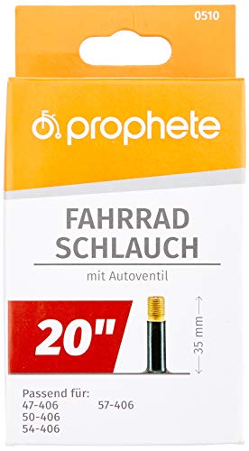 Prophete Fahrradschlauch Cámara de Aire para Bicicleta, 20 x 1,75-20 x 2,125 (47/57-406), Unisex Adulto, Negro, Talla única