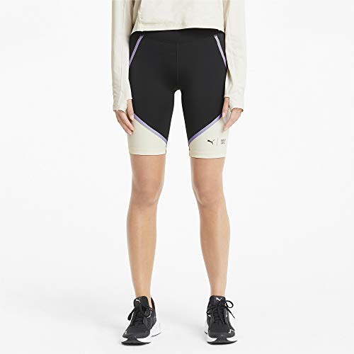 PUMA Train First Mile Biker Short Pantalones Cortos, Mujer, Black-Eggnog, L