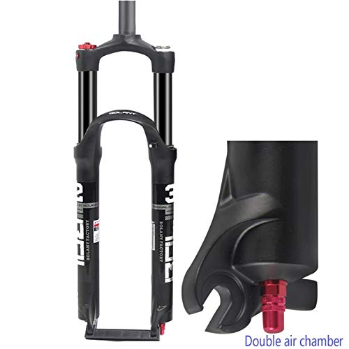 QHY MTB Horquilla Suspensión Neumática For Bicicleta 26 27.5 29 In Freno Disco Horquilla Recto 1-1/8" Válvula Aire Doble Recorrido 100mm HL QR 9mm 1650g (Color : Black, Size : 29in)