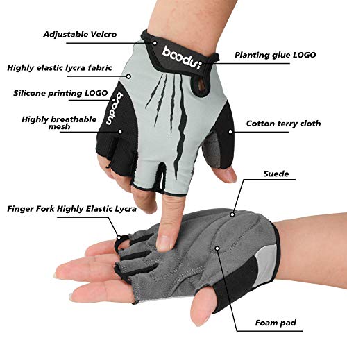 QKURT Guantes de Bicicleta de Medio Dedo , Guantes Antideslizantes sin Dedos para MTB Bicicleta Carretera Bicicleta Hombres y Mujeres