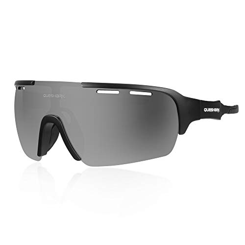 Queshark Gafas de Ciclismo para Hombre Mujer Bicicleta de Carretera 1 Lente Polarizada 3 HD UV400 Lente