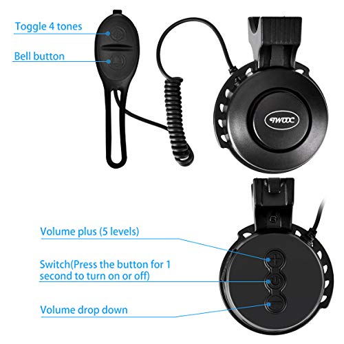 Queta Timbre de bicicleta de volumen ajustable, timbre eléctrico, recargable por USB, para bicicleta de montaña, de carreras o BMX.