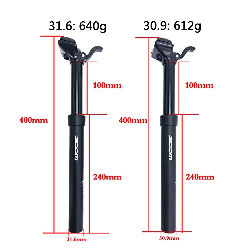 QYWSJ Tija Sillin Telescopica, Tija de Sillín para Bicicleta, Tija de Sillín Telescópica con Suspensión, 31,6 * 400 mm, 30,9 * 400mm