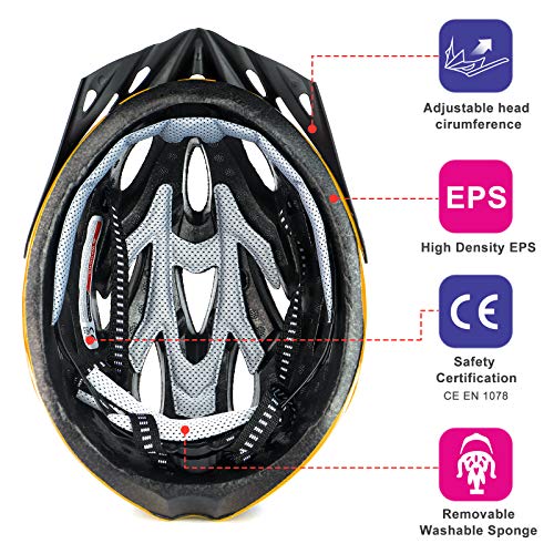 RaMokey Casco de Bicicleta para Adultos,Casco de Bicicleta de montaña con Visera extraíble y Acolchado,Casco Ajustable 58-61cm