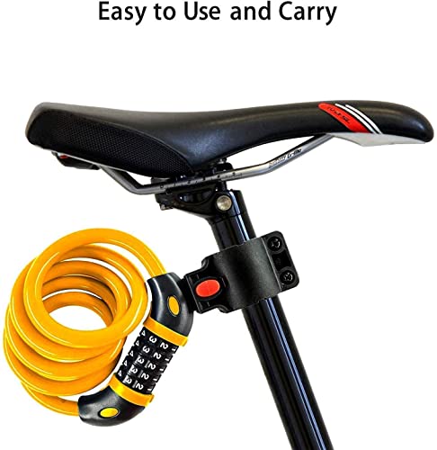 REHKITTZ Candado Bicicleta Cadena Bici Combinacion 5 Dígitos 120cm/12mm Largo Candados Antirrobo Bicicletas Seguridad para MTB Patinete Eléctrico Bicis Carretilla Puertas Accesorios