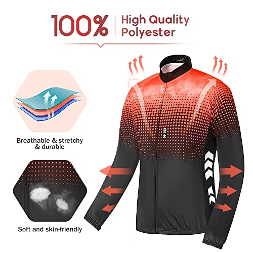 Relaxyee Ropa Ciclismo Hombre de Invierno, Ciclismo Maillot Hombres con 4D Acolchado de Gel, Cálido y Transpirable, Cómodo de Llevar (Negro y Naranja, XL)