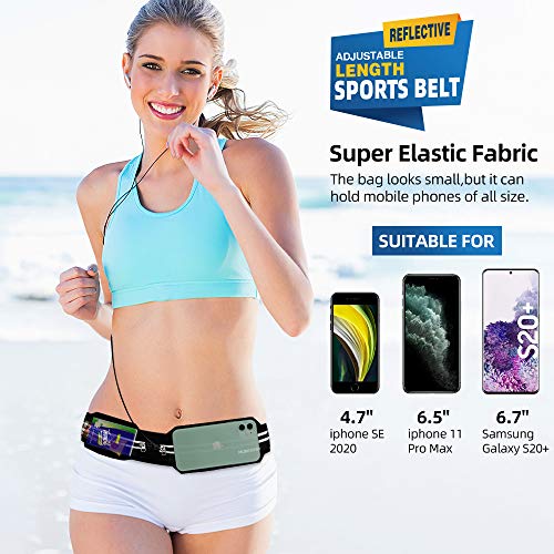 Riñonera Running Riñonera Deportiva para Mujer y Hombre, Cinturón movil Running Belt Reflectante Cinturón de Correr Bolso Cintura para Móvil Phone para Fitness Deportes Bicicleta Viajar Gimnasio