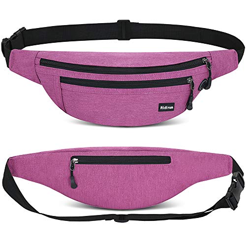 Riñoneras Hombre y Mujer Impermeable,3 Bolsillos con Cremallera Bolsa riñonera,Gran Capacidad para Teléfono DE 6.8 Pulgadas/Llaves, Viajar/Correr/Bici/Comprar (Rosa roja)