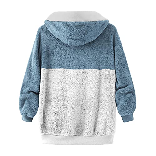 riou Mujer Sudadera con Capucha Chaqueta Jersey Talla Grande Hoodie Suave y Confortable Suelto Empalme de Rayas Manga Larga Suéter Cálido Pullover Otoño Invierno