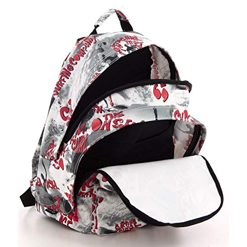 Rip Curl - Mochila con 2 compartimentos de 24 litros de lona, diseño de surf y esqueleto (bbpbr5), 42 cm blanco 42 cm