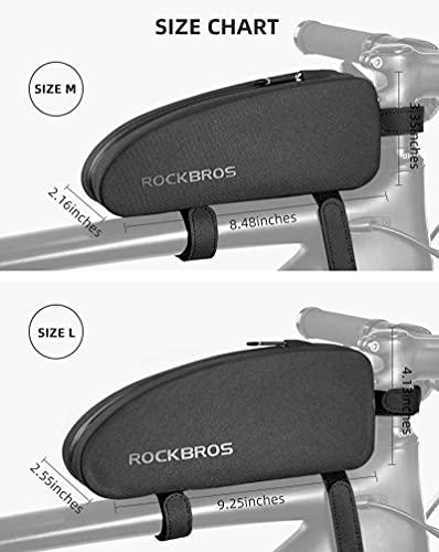 ROCKBROS Bolsa Cuadro Bicicleta Impermeable Capacidad 1L/1,6L Bolsa Manillar Tubo Superior para MTB Bicicleta Carretera, Negro