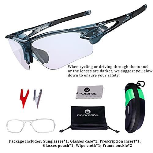 ROCKBROS Gafas Fotocromáticas de Bicicleta Protección UV400 para MTB Ciclismo Running Deportes al Aire Libre, para Hombres Mujeres