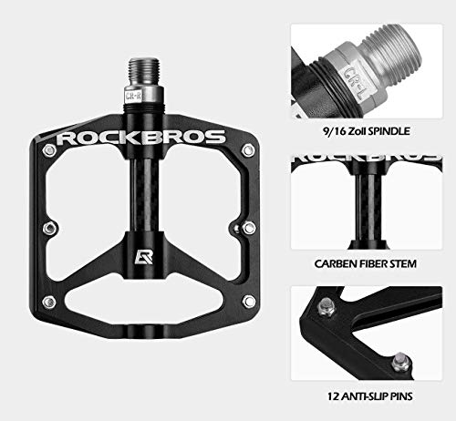 ROCKBROS Pedales de Bicicleta MTB Carretera 9/16 Plataforma Grande Antideslizantes Ligeros Ciclismo