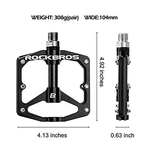 ROCKBROS Pedales de Bicicleta MTB Carretera 9/16 Plataforma Grande Antideslizantes Ligeros Ciclismo