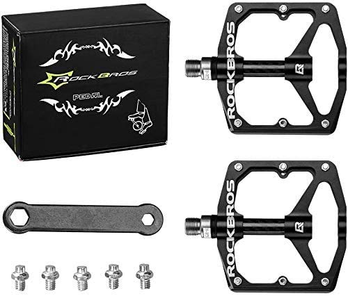 ROCKBROS Pedales de Bicicleta MTB Carretera 9/16 Plataforma Grande Antideslizantes Ligeros Ciclismo