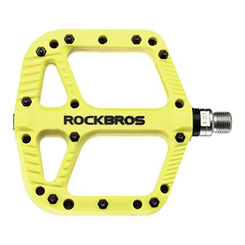 ROCKBROS Pedales de Nylon para Bicicleta MTB Montaña Plataforma Rodamiento Sellado Antideslizantes Amarillo