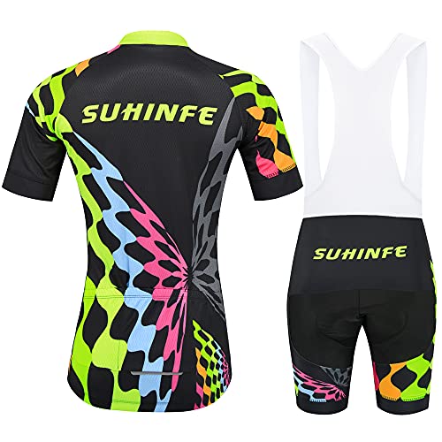 Ropa Ciclismo Mujer Verano, Maillot Ciclismo y culotescon Tira Reflectante y Bolsillos Traseros para MTB, Negro, L