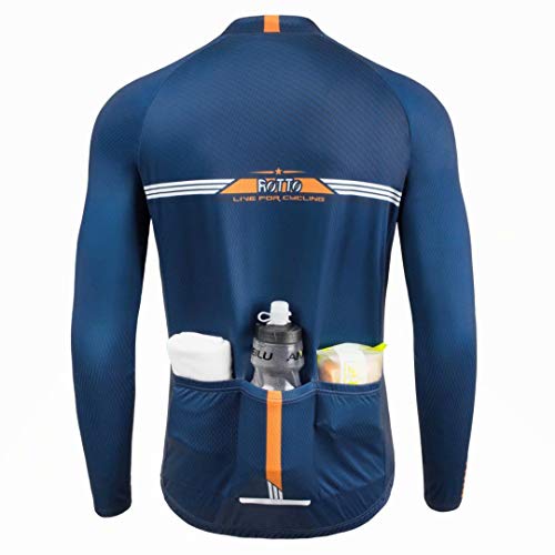 ROTTO Maillot Ciclismo Hombre Camiseta Ciclismo Manga Larga con Bolsillo