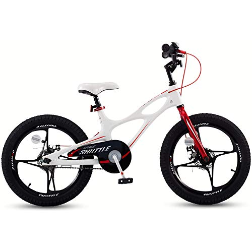 RoyalBaby Bicicleta Infantil para niños y niñas Bicicletas Infantiles Space Shuttle Ruedas auxiliares Bicicleta para niños Magnesio Bicicleta de Niño 14 Pulgadas Blanco