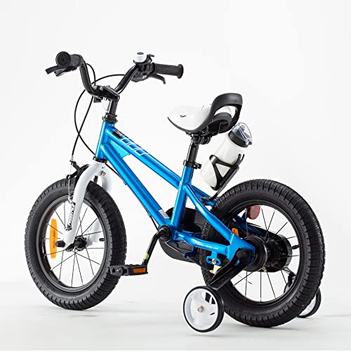 RoyalBaby Bicicletas Infantiles niña niño Freestyle BMX Ruedas auxiliares Bicicleta para niños 14 Pulgadas Azul