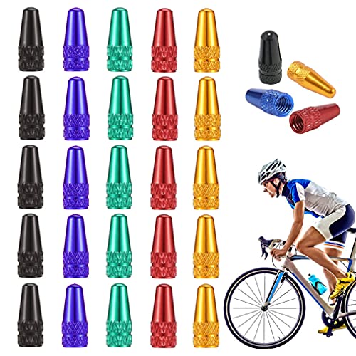 RuiChy 25 Piezas Bicicleta Presta Tapas de Válvulas, Multicolor Aleación de Aluminio Anodizado Ciclismo Tapa de Vástago de Válvula de Neumático Cubierta de Polvo de Aire para MTB Montaña Bikes