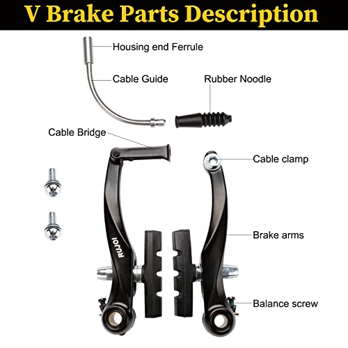 RUJOI - Juego de 2 Frenos Delanteros y Traseros para Bicicleta de montaña (2 Unidades), Color Negro