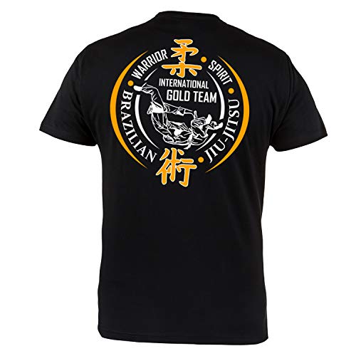 Rule Out Camiseta Ropa de lucha. Brasileño jiu-jitsu. Internacional Dorado Equipo Entrenamiento Gimnasio sportswear. MMA Prenda De Lucha Marciales Artes Informal - Negro, Small