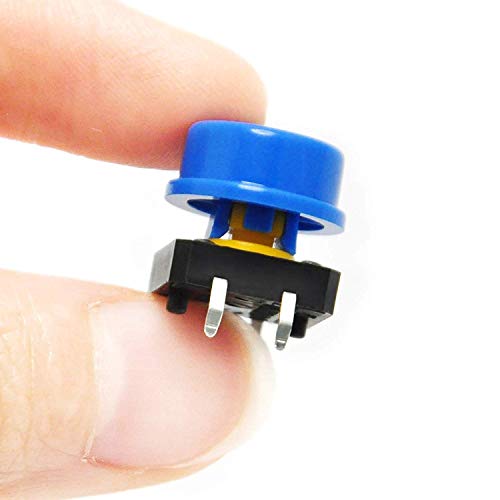 RUNCCI-YUN 80pcs 12 x 12 x 7.3 mm interruptor de botón táctil，micro interruptor，Interruptor táctil momentáneo，con 5 colores Ronda Tapa，Utilizado para PCB