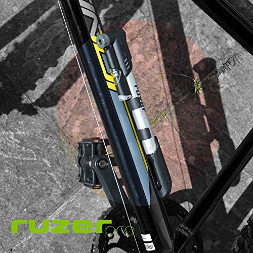 RUZER Mini bomba de aleación de 22,86 cm medidor – Se adapta a Presta Schrader todo en uno 200 PSI 13,7 bar mango plegable extensible – portátil compacto fácil