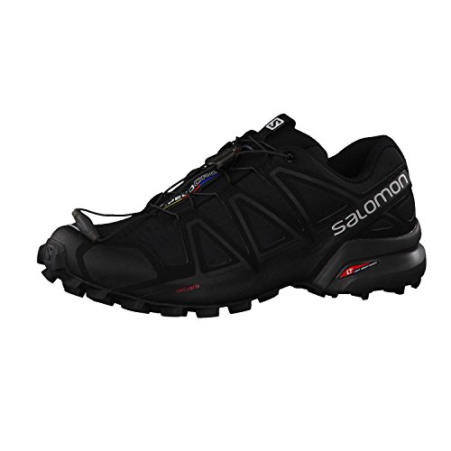 Salomon Speedcross 4 Hombre Zapatos de trail running, Negro (Black/Black/Black Metallic), 44 EU