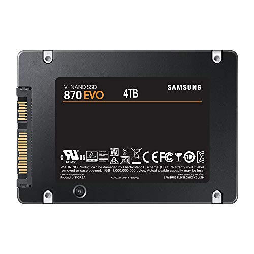 Samsung SSD 870 EVO - Disco duro interno de estado sólido, 4 TB, SATA 560 MB/s, 2,5", Negro