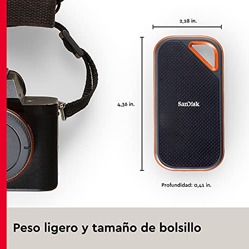 SanDisk Extreme PRO SSD portátil de 1 TB - NVMe, USB-C, cifrado por hardware, hasta 2000MB/s, resistente al agua y al polvo