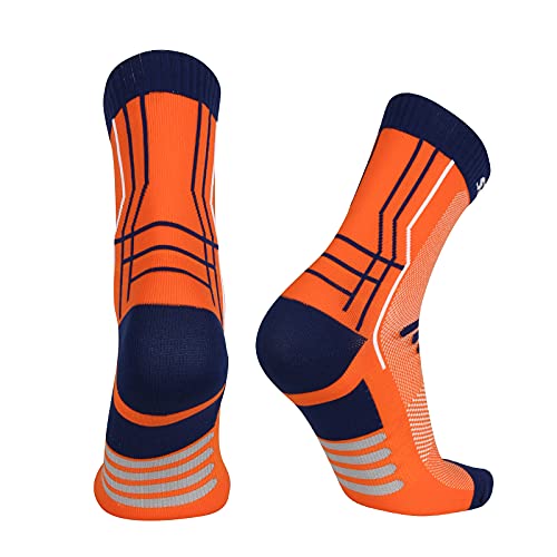 Santic Calcetines Ciclismo 2 Pares Hombres Calcetines Antideslizantes Mujer Calcetines Deportivos También para Correr y Montaña Naranja M