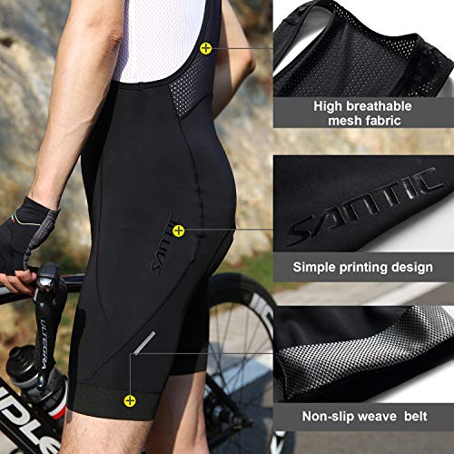 Santic Culote Bicicleta Hombre Culotte Ciclismo Hombre Culote MTB Pantalones Cortos Ciclismo Hombre Negro EU XXXL