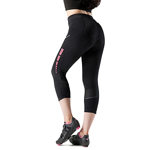 Santic Culote Bicicleta Mujer 3/4 Culotes Ciclismo Culote MTB Pantalon Ciclista Mujer con Badana Rosa EU S