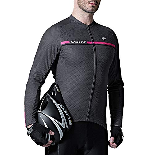 Santic Maillot Bicicleta Hombre Manga Larga MTB Maillot Ciclismo Hombre Otoño/Invierno Grey EU XXL