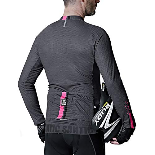 Santic Maillot Bicicleta Hombre Manga Larga MTB Maillot Ciclismo Hombre Otoño/Invierno Grey EU XXL