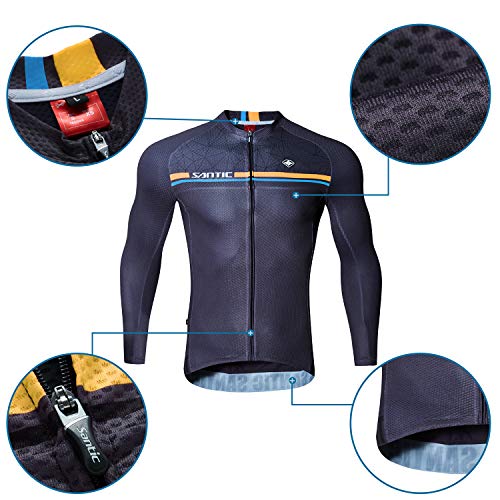 Santic Maillot Bicicleta Hombre Manga Larga MTB Maillot Ciclismo Hombre Otoño/Invierno Navy EU M